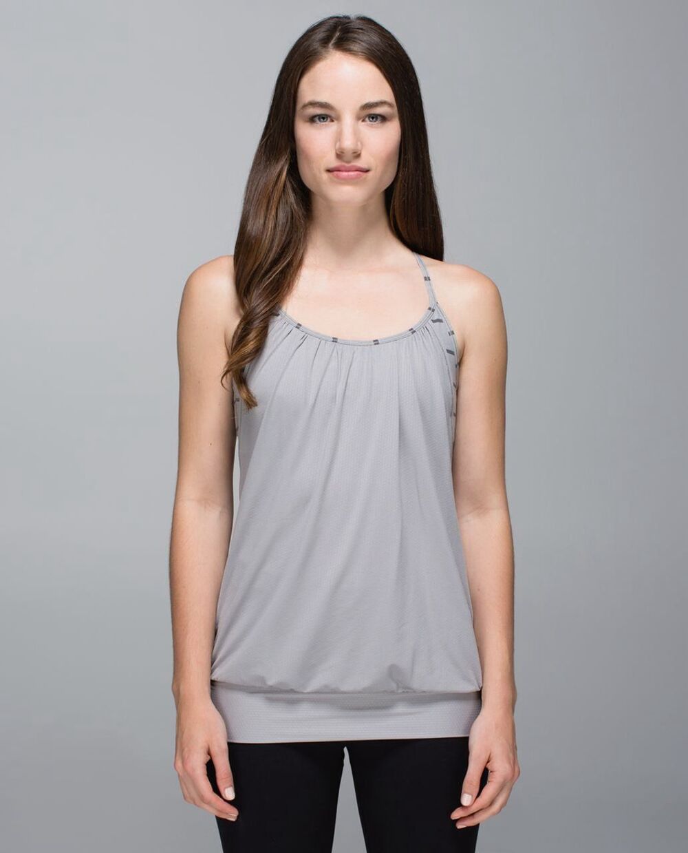 Lululemon No Limits Ambient Grey Cayman Stripe Heathered Built In Bra Tank Top 4